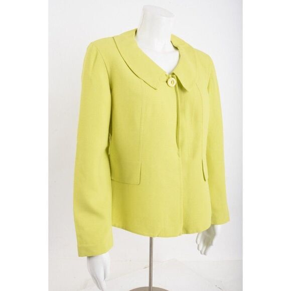 Vintage Donna Karen NY Womens Suit Jacket Blazer Vintage US 8 chartreuse Yellow - Picture 2 of 6